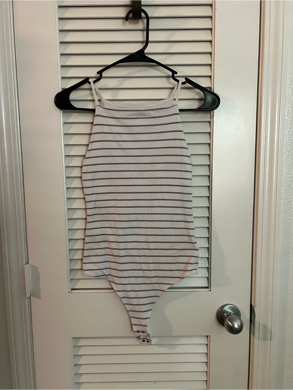 Striped White and Gray Girls' One-Piece Bodysuit